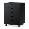 Sweetcrispy 5 Drawer Chest - Storage Cabinets Dressers Wood Dresser Cabinet with Wheels Mobile Organizer Drawers for Office - as Pic