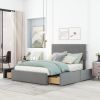 Full Size Upholstery Platform Bed with Four Drawers on Two Sides, Adjustable Headboard, Grey(Old SKU: WF291773EAA) - as Pic