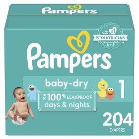 Pampers Baby-Dry Extra Protection Diapers Enormous Packs size 1, 204 count - Pampers