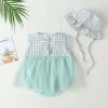 Baby Girl 1pcs Plaid Graphic Strawberry Embroidery Mesh Overlay Floral Neck Dress - 66 (3-6M) - Green