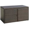 88 Gallon Garden Patio Rattan Storage Container Box - brown