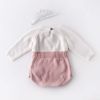 Baby Girl 1pc Floral Embroidered Graphic Contrast Design Head Knitted Belted Onesies - Pink - 66 (3-6M)