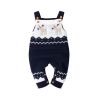 Baby Christmas Elk Pattern Srappy Design Sweater Rompers - 73 (6-9M) - Navy Blue