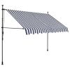 Manual Retractable Awning with LED 118.1" Blue and White - Multicolour