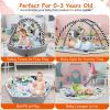 4 In 1 Baby Gym Play Mat Ball Pit Baby Lounger Safety Fence Tummy Time Mat Baby Activity Center with Pillow 18 Balls 9 Toys for 0-3 Years Old - Grey