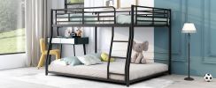 Metal Floor Bunk Bed, Full XL over Queen, Black (Expected to arrive at 11.10) - as Pic