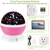 LED Star Sky Projector Night Light Kids Rotating Starry Night Lamp USB Sleep Light Xmas Gift - Pink