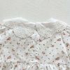 Baby Girl Floral Graphic Hollow Carved Mesh Doll Neck Long Sleeves Bodysuit - 66 (3-6M) - White