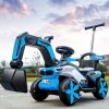 6v Kid Excavator Toy Car , Electric Excavato Toy with Bluetooth, Helmet, Rear Reserve Box - default