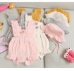 Baby Girl 1pcs Solid Color Bow Tie Design Ruffle Sleeveless Crotch Onesies - 66 (3-6M) - Apricot