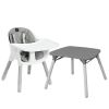 4 in 1 Baby Convertible Toddler Table Chair Set with PU Cushion - Gray