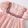 Baby Girl Solid Color Embroidered Design Doll-Neck Dress - 90 (12-24M) - Pink