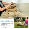 Bamboo Laptop Desk Breakfast Serving Bed Tray Foldable Leg Multi-Position Adjustable Tilt Surface Bed Lap Tray - Bamboo