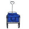 Folding Wagon Garden Shopping Beach Cart (blue) - as Pic