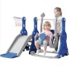 Toddler Slide and Swing Set 3 in 1; Kids Playground Climber Swing Playset with Basketball Hoops Freestanding Combination Indoor & Outdoor - Blue