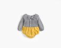 Baby Girl 1pcs Plaid Pattern False 2-Piece Design Ruffle Neck Onesies - 66 (3-6M) - Khaki