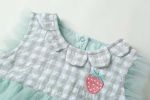 Baby Girl 1pcs Plaid Graphic Strawberry Embroidery Mesh Overlay Floral Neck Dress - 66 (3-6M) - Green