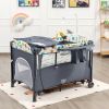 5 in 1 Baby Nursery Center Foldable Toddler Bedside Crib with Music Box - Gray