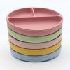 Baby Silicone Round Sucker Compartment Dinner Plate With Spoon Fork Sets - Average Size (0-8Y) - Pink