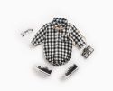 Baby Boy Plaid Pattern Buttoned Shirt With Pockets Long Sleeve Onesies In Autumn - 66 (3-6M) - Black