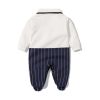 Baby Boy Striped Patchwork Pattern Tie Dye Design Lapel Convered Jumpsuit - 59 (0-3M) - Black