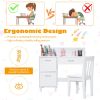 Kids Wooden Writing Furniture Set with Drawer and Storage Cabinet - White