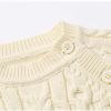 Baby Solid Color Crochet Knitted Pattern Shoulder Button Design Rompers - 59 (0-3M) - Grey