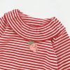 Baby Girl Striped Graphic Carrot Patches Design Lapel Long Romper - 66 (3-6M) - Red