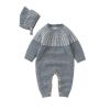 Baby Solid Color Vintage Style Embroidered Design Long Sleeve Knitted Jumpsuit - 59 (0-3M) - Green