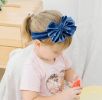 Baby Bows Velvet Headbands Turbans Hairband Headwraps Stretchy Wide Cross Knotted for Newborn Toddlers Kids - brown