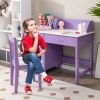 Kids Wooden Writing Furniture Set with Drawer and Storage Cabinet - Purple