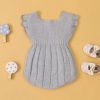 Baby Girl 1pcs Ribbed Knitted Pattern Ruffle Design Solid Knitted Onesies Bodysuit - 73 (6-9M) - Grey