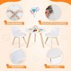 Modern Kids Activity Play Table and 2 Chairs Set with Beech Leg Cushion - white