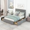 Full Size Upholstery Platform Bed with Four Drawers on Two Sides, Adjustable Headboard, Grey(Old SKU: WF291773EAA) - as Pic