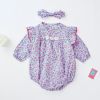 Baby Girl 1pcs Ditsy Flower Pattern Frill Trim Design Onesies - 66 (3-6M) - Blue