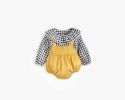 Baby Girl 1pcs Plaid Pattern False 2-Piece Design Ruffle Neck Onesies - 66 (3-6M) - Khaki