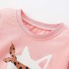 Baby Girl Cartoon Animal Pattern Tops Combo Solid Pants 2 Pieces Sets - 90 (12-24M) - Pink