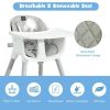 4 in 1 Baby Convertible Toddler Table Chair Set with PU Cushion - Gray