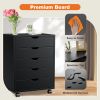 Sweetcrispy 5 Drawer Chest - Storage Cabinets Dressers Wood Dresser Cabinet with Wheels Mobile Organizer Drawers for Office - as Pic