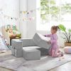 Kids Couch Modular Loveseat Children Furniture for Playroom - grey