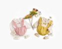 Baby Girl False 1 Pieces Design Petal Collar Design Bow Patched Bodysuit Onesies - 66 (3-6M) - Pink