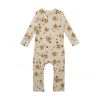 Baby Floral Print Pattern Long Sleeve Comfy Cotton Jumpsuit - 66 (3-6M) - Apricot