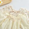 Baby Girl Ditsy Flower Pattern Or Solid Color Long Sleeve Bodysuit - 66 (3-6M) - Beige