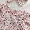 Baby Girl Ditsy Flower Pattern Long Sleeve Cute Bodysuit - 66 (3-6M) - Pink