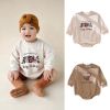 Baby Floral & Cartoon Graphic Long Sleeve Triangle Onesies - 66 (3-6M) - Apricot