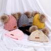 Cute Double Wool Pompom Baby Hat Children Cap Warm Autumn Winter Hats For Kids Boys Girls Knitted Warmer Beanie Caps Bonnet - Yellow - 0-3 Years