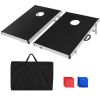 Cornhole Set with Foldable Design and Side Handle - black