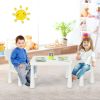 3 Pieces Multi Activity Kids Play Table and Chair Set - White