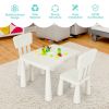 3 Pieces Multi Activity Kids Play Table and Chair Set - White