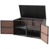 88 Gallon Garden Patio Rattan Storage Container Box - brown